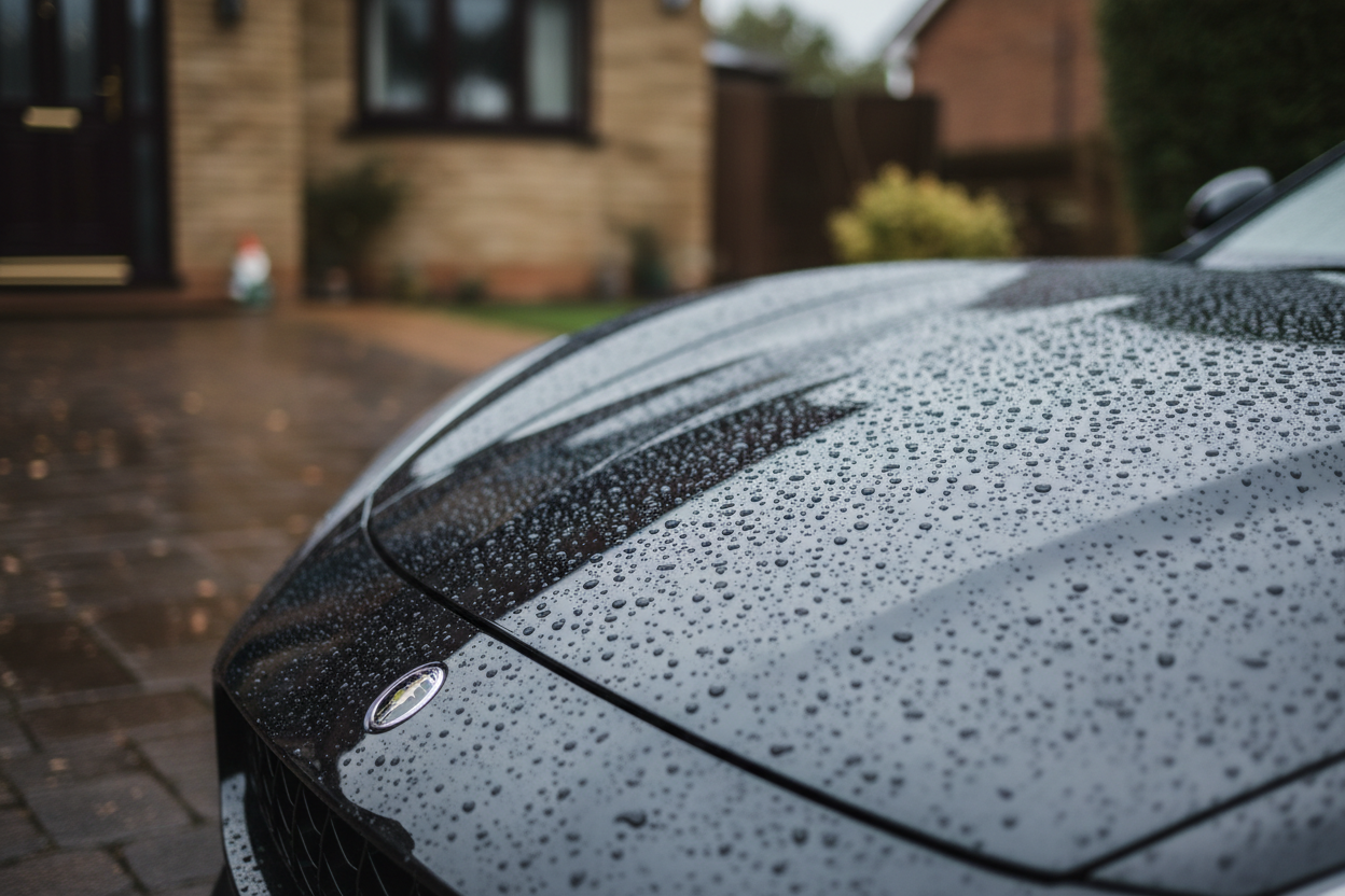 eco spray wax water beading on black car UK