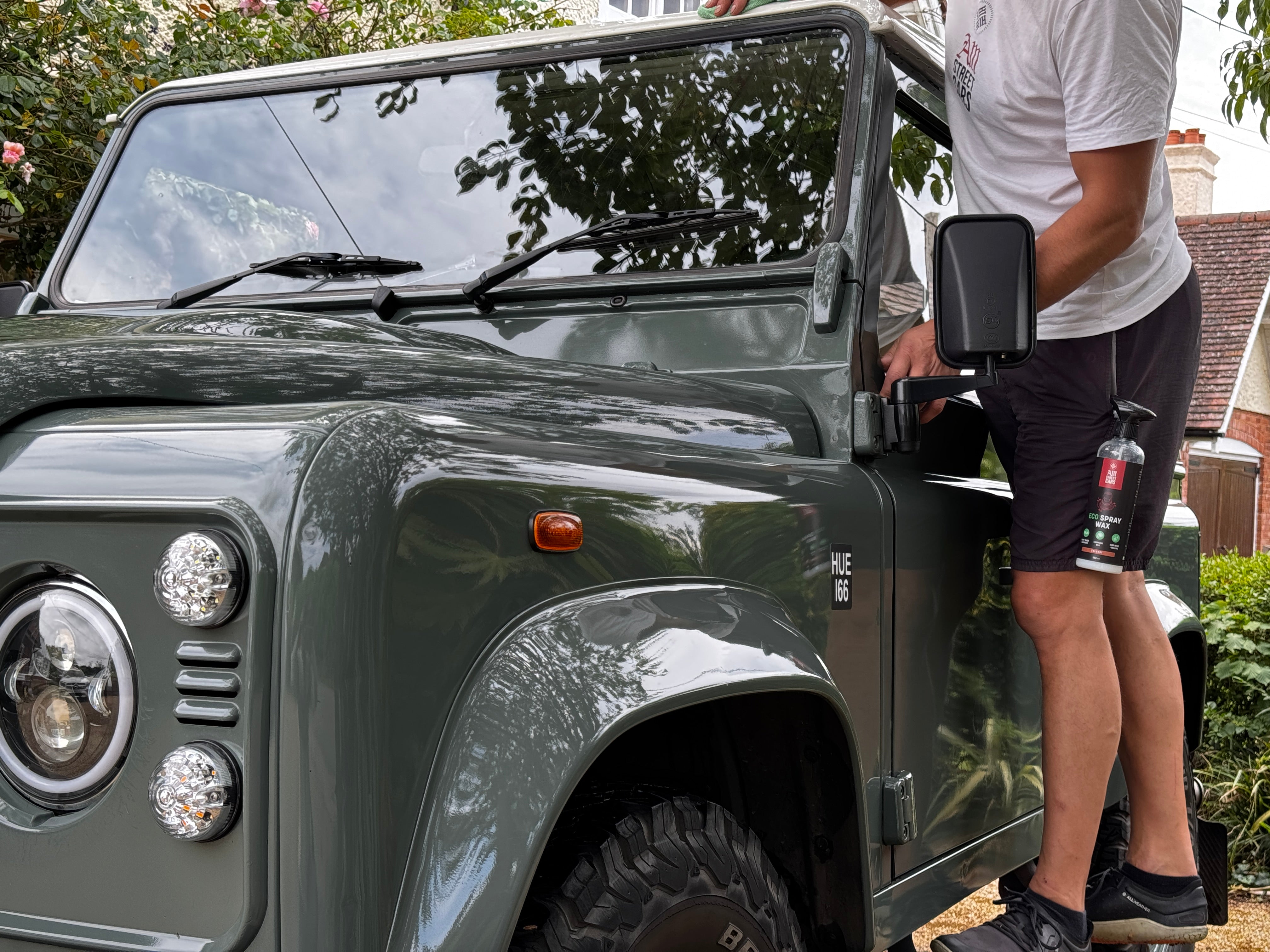 Sustainable car detailing with AM Street Cars eco-friendly products designed for safe washing, gloss enhancement, and paint care.