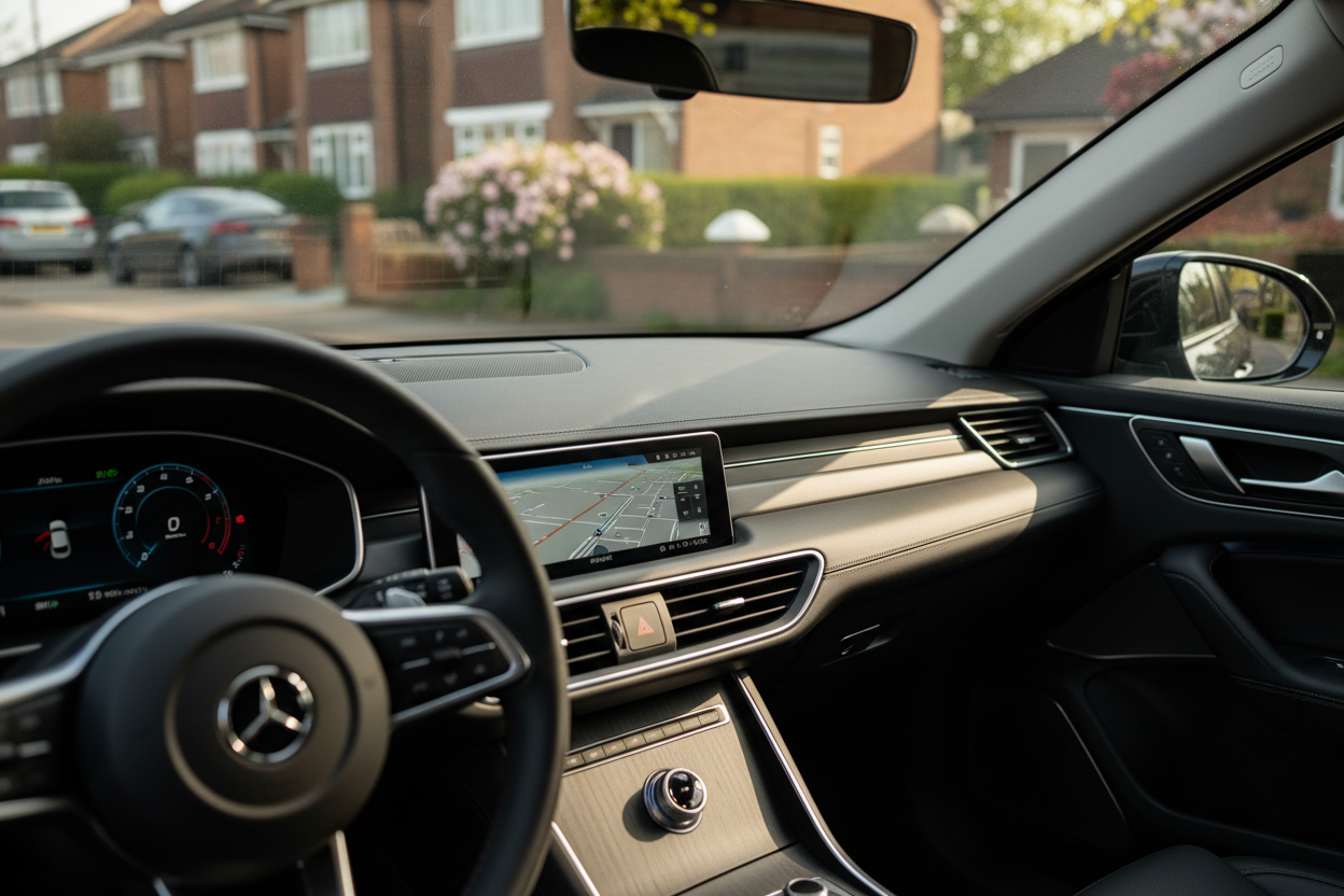 modern car dashboard UK natural light interior